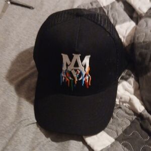 AMIRI Black Cap with Dripping Multicolor Logo